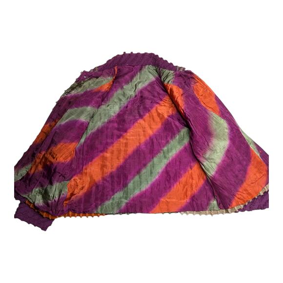 Vtg 1990s Purple Green Patchwork Woven Textured Art to Wear Button Up Jacket M - Picture 4 of 4